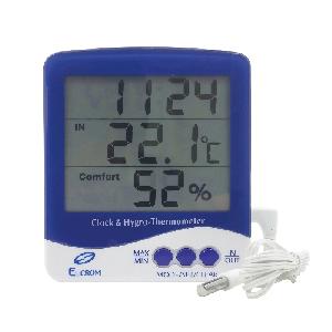 TERMOHIGROMETRO CON SONDA EXTERNO Y RELOJ