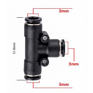 Conector neumático T de 3mm